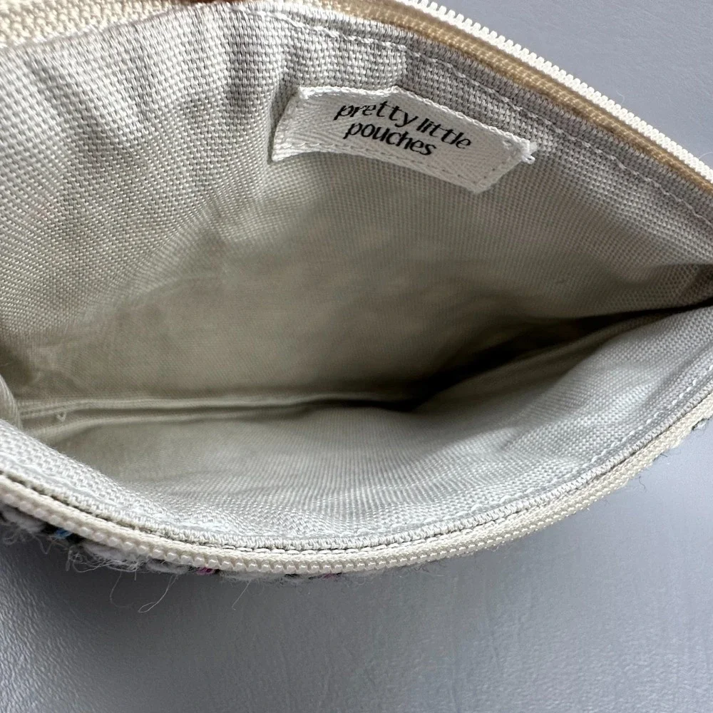 Pretty Little Pouches Tweed Zippered Pouch Houndstooth Cosmetic Toiletry Bag